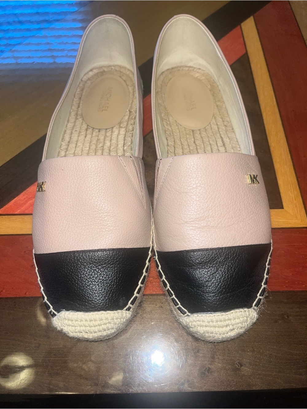 Michael Kors Pink and Black Leather Espadrille Flats
